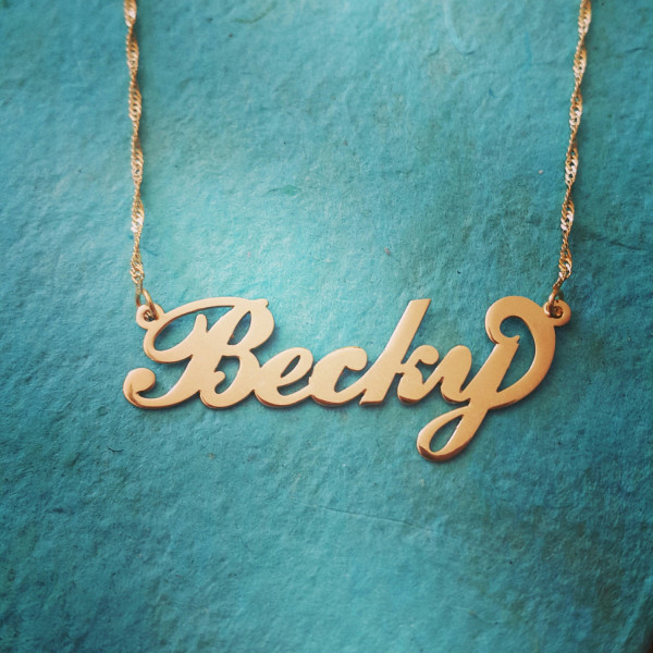 18k Gold Name Necklace - Personalized Name Chain -Solid 18k Gold Necklace with name, Nameplate Necklace, Necklace 18k Yellow Gold / Birthday