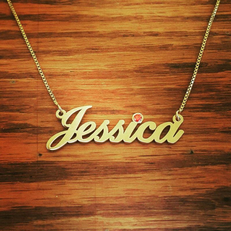 Name Necklace Jess 18K Gold PlatedPendant Necless Nekless Jewelry Family