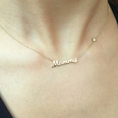 18k Gold Personalized Name Necklace - Mommy Necklace with Birthstone - Personalized Jewelry - Personalized Bridesmaids gifts