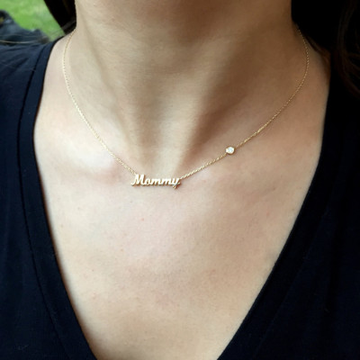 18k Gold Personalized Name Necklace - Mommy Necklace with Birthstone - Personalized Jewelry - Personalized Bridesmaids gifts