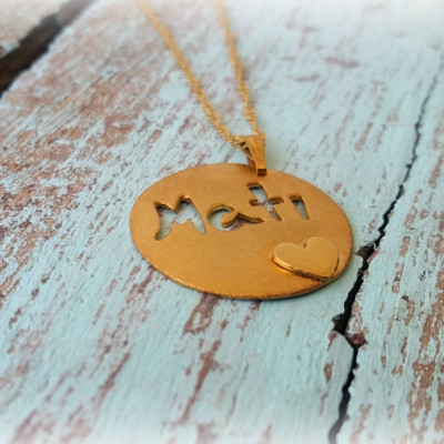 18k Solid Gold Name Necklace, 14 K Gold Name Plate Necklace, 14 K Name Necklace, Name Necklace Gold 14K, Handwriting Name Necklace