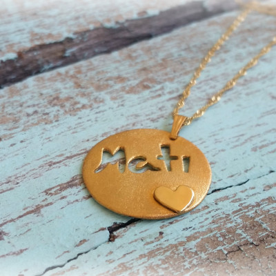 18k Solid Gold Name Necklace, 14 K Gold Name Plate Necklace, 14 K Name Necklace, Name Necklace Gold 14K, Handwriting Name Necklace