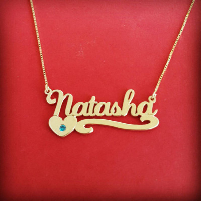 18k Solid Gold Name Necklace Gold Name Heart Pendant Necklace Name Gold Pendant Heart Nameplate Name Necklace pendant Gold Heart Necklace