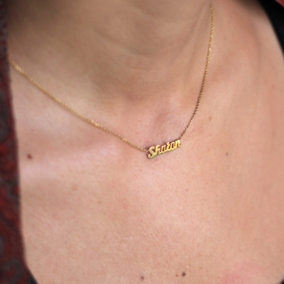 18k Solid Gold Tiny Name Necklace / Personalized Gold Name Necklace / Christmas Gift / Mothers Gift