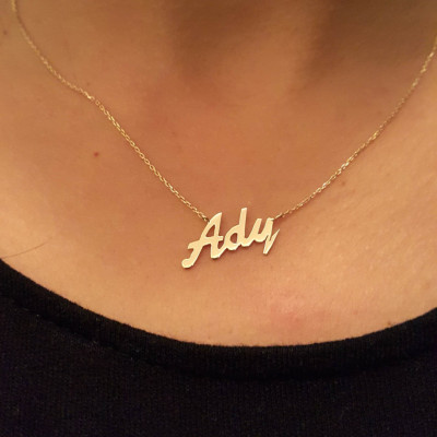 18k Solid gold, Custom name necklace, Brush script font or custom font options, Personalize jewelry, Personalize gift, 18k solid gold name