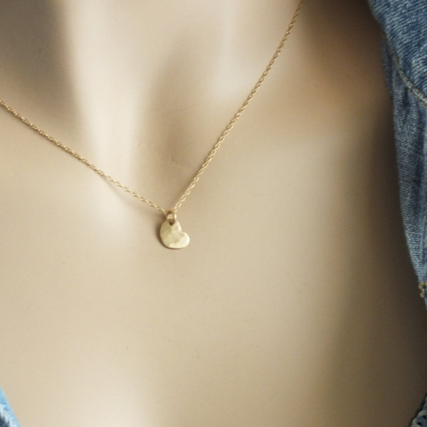 18k Tiny Heart Necklace, 18k Heart, Minimalist Initial Heart Necklace, 1/4 Inch 18k Minimalist Personalized Charm Necklace, Solid Gold Chain