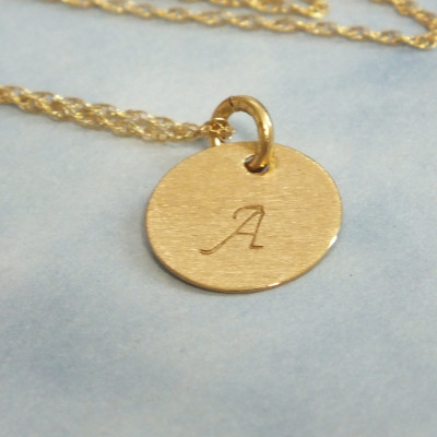 18k Tiny Initial Disc Charm, 18k Solid Gold Add an Initial, Small Initial Charm Only, White Gold- Yellow Gold- Rose Gold- Solid Gold Initial