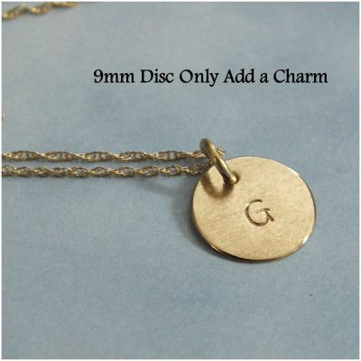 18k Tiny Initial Disc Charm, 18k Solid Gold Add an Initial, Small Initial Charm Only, White Gold- Yellow Gold- Rose Gold- Solid Gold Initial