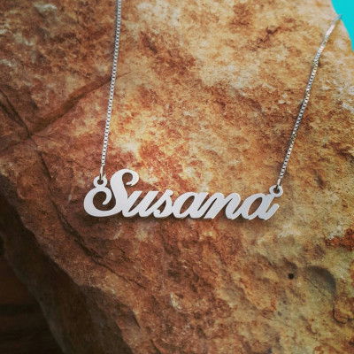 18k White gold name necklace / 14 ct WHITE gold solid gold name necklace / nameplate necklace in solid gold / white gold chain / Pure Gold