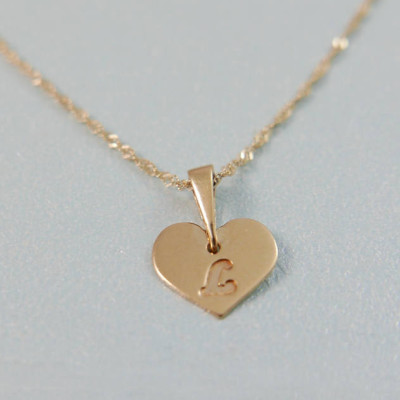 18k gold necklace. Initial pendant. Letter charm necklace. Personalized necklace. Gold pendant necklace. initial necklace. Heart initial