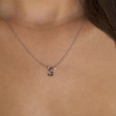 18k initial necklace , diamond initial necklace , unique initial necklace , personalized letter necklace , alphabet charm necklace