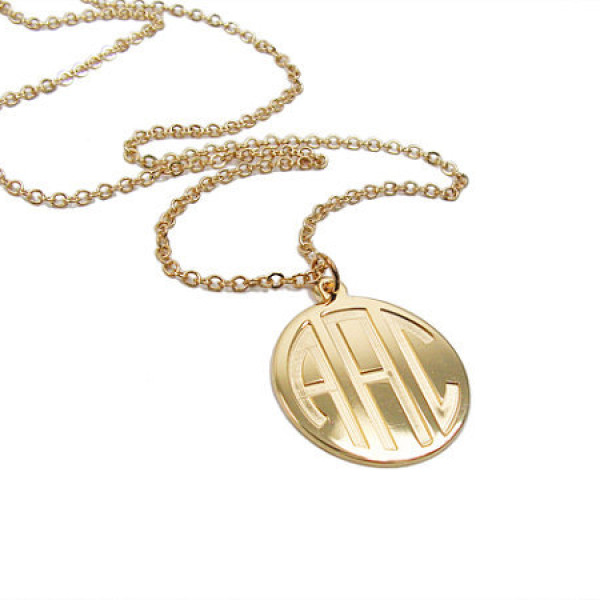 18k solid gold Monogram pendant. Initials Necklace. 0.8" Personalized necklace. Monogram jewelry. Gold coin necklace. Monogram