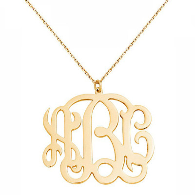 18k solid yellow gold 3 Initials Monogram necklace - any initial Gold monogram necklace