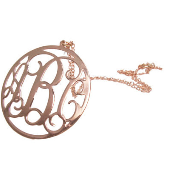 1.5" rose gold Personalized Monogram Necklace. Initial monogram necklace,Sterling silver Plated with 18k gold