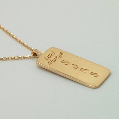 18K Gold Dog Tag Necklace, Custom Mens Necklace, 18K Gold Mens Jewelry Engraved Dog Tag Pendant for Men Customized Gift For Men gift for him