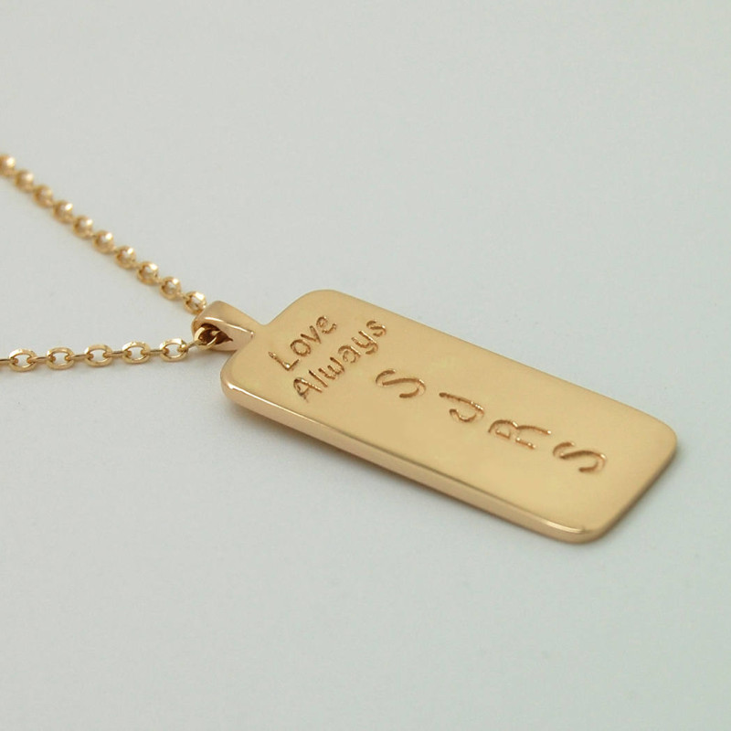 18k Gold Dog Tag Necklace Custom Mens Necklace 18k Gold Mens