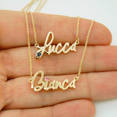 18K Gold Necklace, Name Necklace With Actual Handwriting, Custom Necklace 18k Gold Jewelry, Personalized 18K Necklace Valentine Day Gift Her
