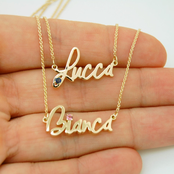 Double Layer 18K Gold Name Necklace, Name Necklace With Actual Handwriting, Custom Necklace 18k Gold Jewelry, Personalized 18K Necklace Valentine Day Gift Her