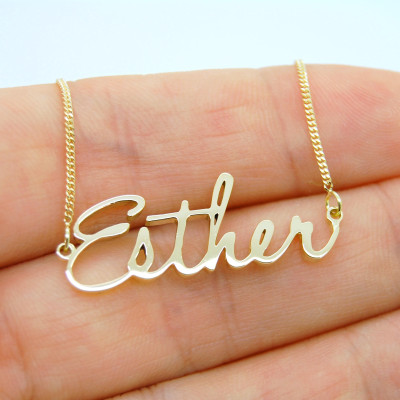 Double Layer 18K Gold Name Necklace, Name Necklace With Actual Handwriting, Custom Necklace 18k Gold Jewelry, Personalized 18K Necklace Valentine Day Gift Her