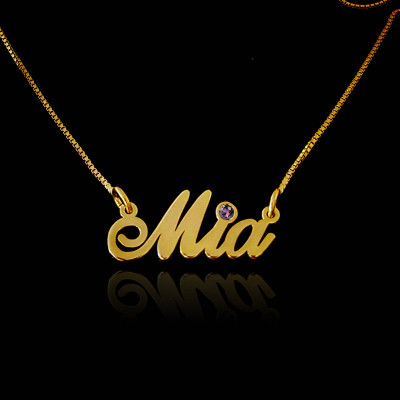 18K Gold Plated name necklace and birtstone gold plated name on necklace with name with chain handmade name necklace cut name and necklace