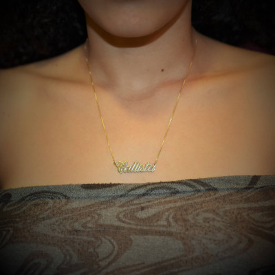 18k Gold plated Maria Style Nameplate Necklace / Personalized Gold name necklace / Lauren Script font