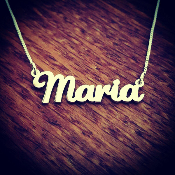 18k Gold plated Maria Style Nameplate Necklace / Personalized Gold name necklace / Lauren Script font