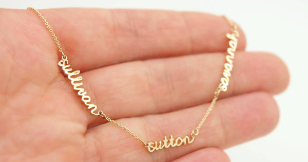 Buy Three Name Necklace 14k Gold Multiple Name Necklace, Gift Mom Necklace  With 2 3 4 5 Kid Name Two Four Five Children Personalized Online in India -  Etsy