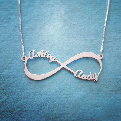 Double Name Silver Infinity Necklace / Endless love Infinity name necklace / Infinity nameplate