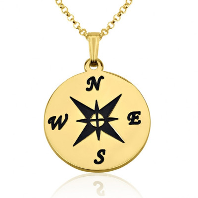 24K Gold Plated Compass Necklace with chain