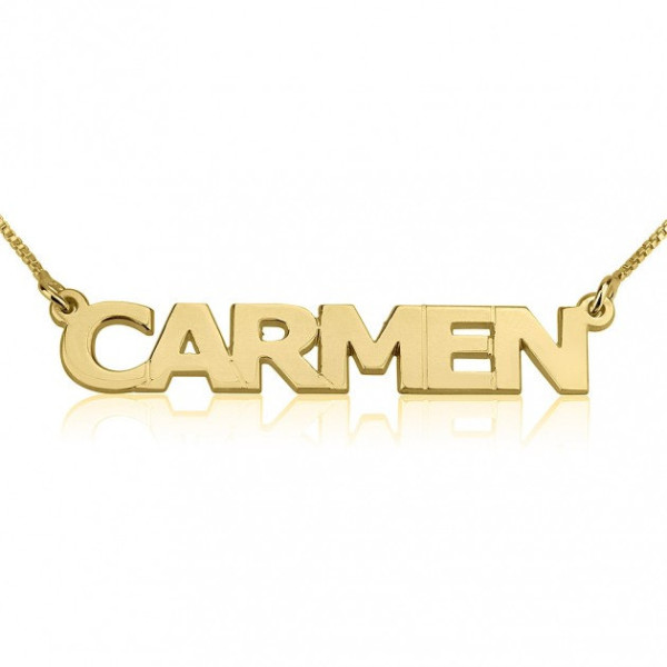 24K Gold Plated Block Letters Name Necklace with chain