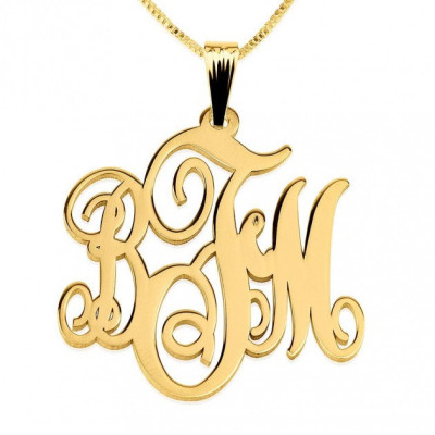 24K Gold Plated Monogram Necklace 1" with chain