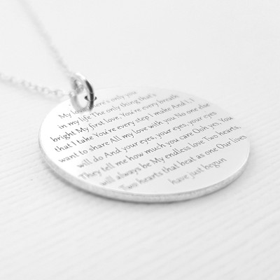 2nd Anniversary Gift, Gift For Her, Gift For Wife, Music Lover Necklace, Custom With Any Song Or Words