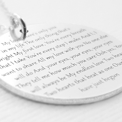 2nd Anniversary Gift, Gift For Her, Gift For Wife, Music Lover Necklace, Custom With Any Song Or Words