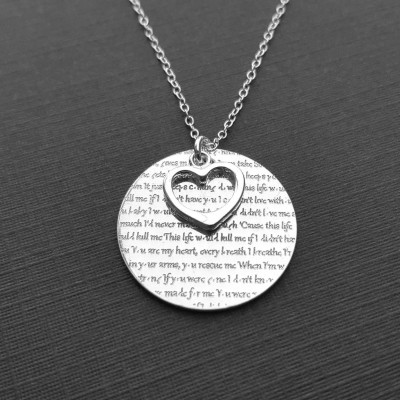 2nd Anniversary Gift, Gift For Her, Gift For Wife, Music Lover Necklace, Custom With Any Song Or Words