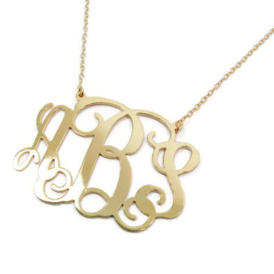 2" Monogram Necklace. Personalized Sterling silver 925 Plated 18k gold. bridesmaids gift, monogram jewelry. Monogram jewelry. Personalized.
