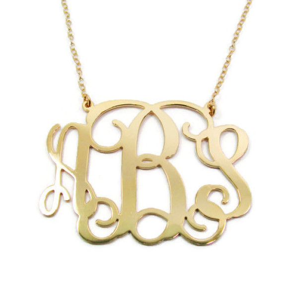 2" Monogram Necklace. Personalized Sterling silver 925 Plated 18k gold. bridesmaids gift, monogram jewelry. Monogram jewelry. Personalized.