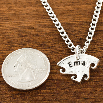 4 Best Friend Necklace, Custom Name Necklaces, Interlocking Puzzle Jewelry