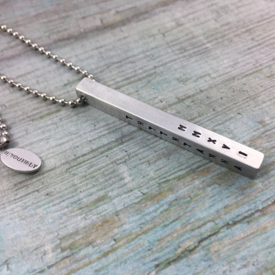 5x50mm Aluminum Personalized Hand Stamped Bar Necklace, 4 Sided Solid Bar, Four Sides Pendant, Children's Names, Mom Necklace, Bar Pendant