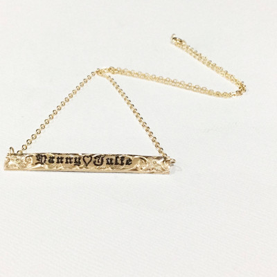 6mm Gold Plated horizontal pendant for name from 8 to 11 letters.