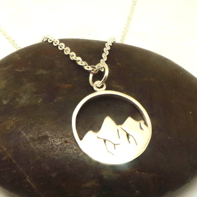 925 Sterling Silver Mountain Necklace Pendant - Mountain Gift for Her, Women, Travel Jewelry, Gift Traveler, Climber, Hiker, Campers