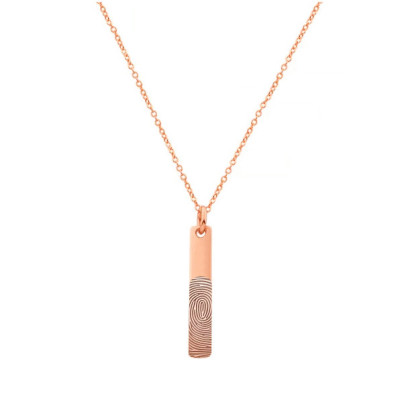 Actual Fingerprint Necklace 1.25 inch in 18k Rose Gold Plated 925 Sterlings Silver, Personalized Memorial Jewelry