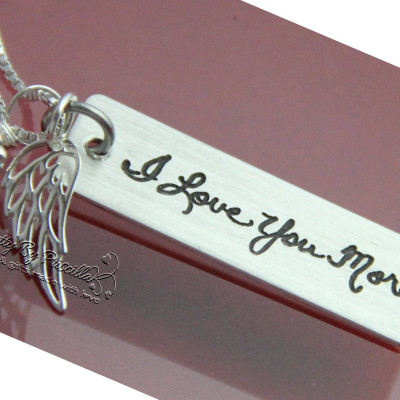 Actual Handwriting • Handwriting Jewelry • Personalized Jewelry • Sterling Silver Necklace • Engraved Charm • In Memory Of • Memorial Gift