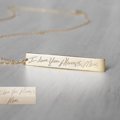 Actual Handwriting Bar Necklace - Personalized Signature Memorial Necklace - Sympathy Gift - Mother's Gift - #PN08.40