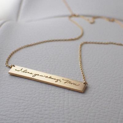 Actual Handwriting Bar Necklace - Personalized Signature Necklace - Silver, Gold, Rose Gold - Mothers Gifts - PN10.30