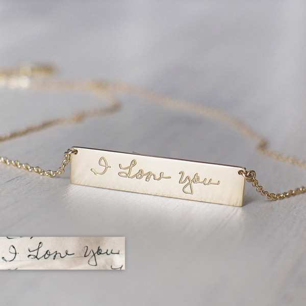 Actual Handwriting Bar Necklace - Personalized Signature Necklace - Silver, Gold, Rose Gold - Mothers Gifts - PN10.30