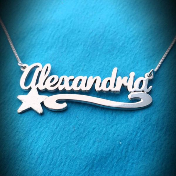 Alexandria Name Necklace Name Necklace With Star Charm Necklace With Your Name My Name On Necklace My Name Necklace regalos para hombres