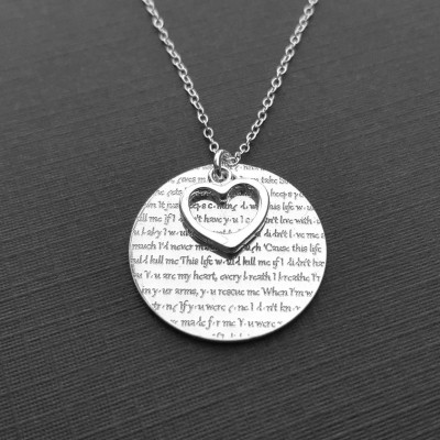 Anniversary Necklace - Premium Jewelry - Your Song, Lyrics Or Words