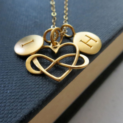 Anniversary gifts, couples initial necklace, infinity heart charm, personalized gift for girlfriend, wife gift from husband, 10 years,