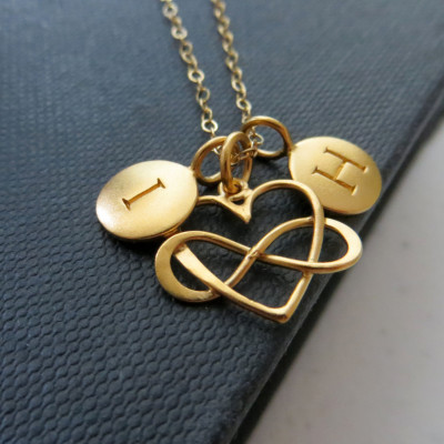Anniversary gifts, couples initial necklace, infinity heart charm, personalized gift for girlfriend, wife gift from husband, 10 years,