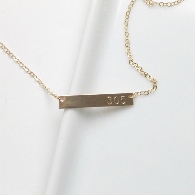 Area Code Bar Necklace /Custom Jewelry/ Personalized Necklace /Gift Idea /Handstamped Bar Necklace/ 18k gold, sterling silver, 18k Rose Gold